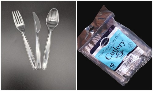 40 Stück Klar Kunststoff Sortiert Besteck Robust Wiederverwendbar Geschirr Gastronomie - Bild 6 von 8