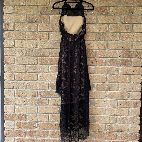 GRACE LOVES LACE talla XS - Delicado Vestido Romántico Negro Francés Encaje Halter Alto-Bajo - Imagen 5 de 10