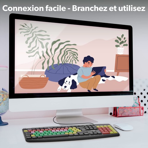 - Clavier Enfant pour Apprentissage Touches Silencieuses Colorées Filaire USB... - Photo 4/9
