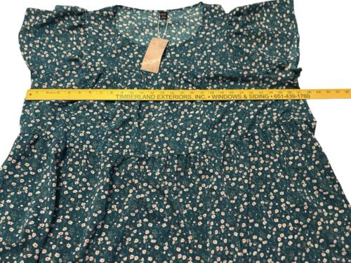 Emery Rose Women’s Blouse Top Plus Size 5XL Green Tiered Floral Short Sleeve NWT - Picture 9 of 9