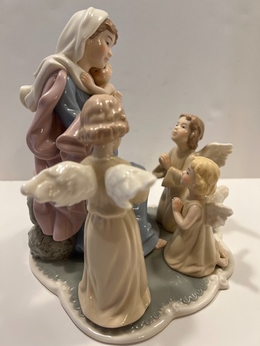 Vergine Maria con Gesù Bambino e Angeli (Statua/scultura/statuetta in porcellana) - Foto 4 di 6