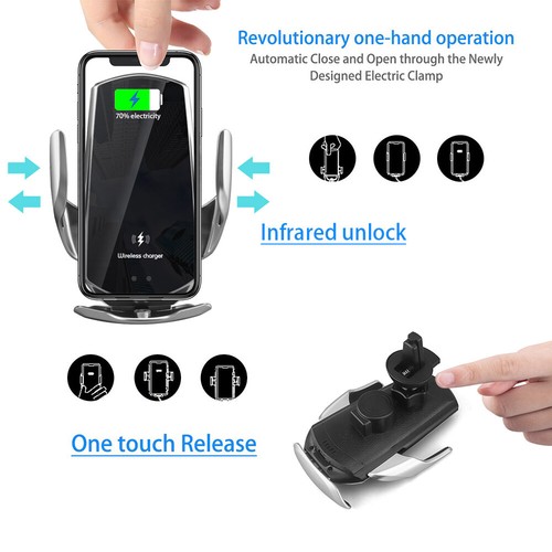 15W Fast Wireless Charger Car Phone Mount Holder For iPhone 13 Pro Max 12 XS - Picture 7 of 14