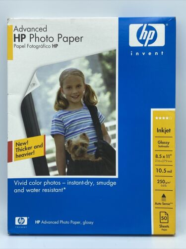 HP Advanced Photo Paper Glossy for Inkjet 50 Sheets Letter 8.5”x11” Q7853A New