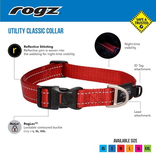 Rogz Lime X-Large 25mm Wide x 43cm to 70cm Classic Utility Collar for Dogs & Pup - Picture 2 of 4
