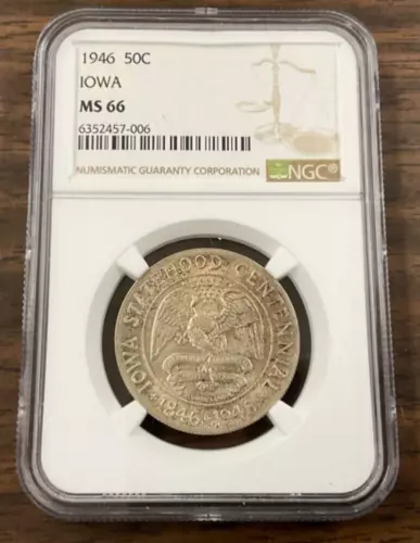 1946 IOWA Silver Commemorative Half Dollar 50C NGC MS66