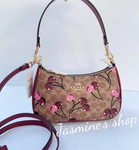NWT Coach Teri Shoulder Bag In Signature Canvas With Cherry Print CY694 - Picture 3 of 18