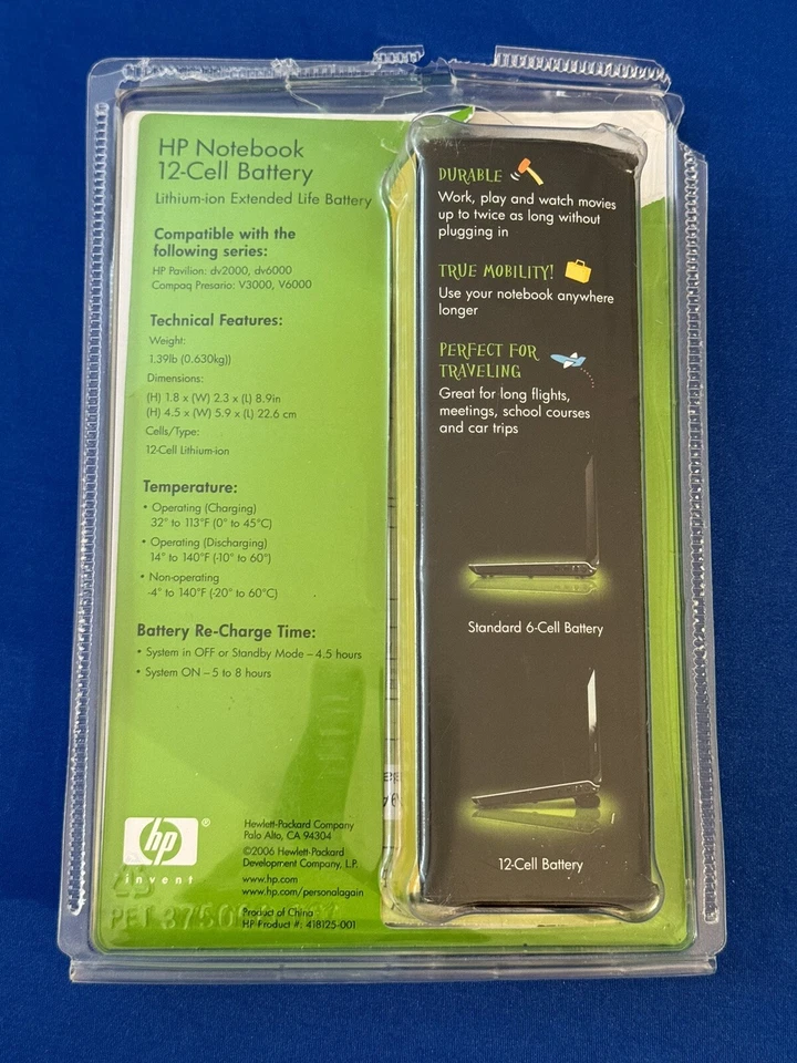 Portátil HP genuino batería de 12 celdas de iones de litio vida extendida EV089AA pabellón Foto 2 de 4