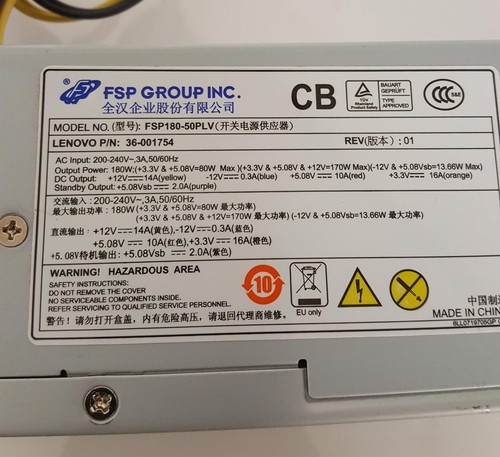 Lenovo 36-001754 180W FSP Group Power Supply Unit FSP180-50PLV - Afbeelding 2 van 3