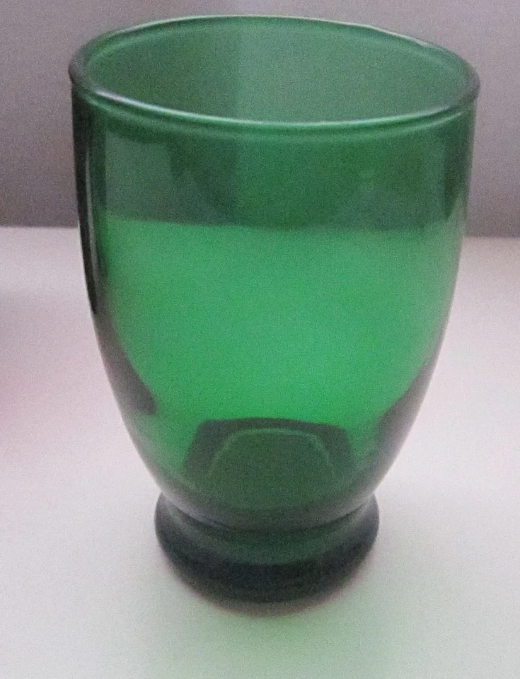 VINTAGE ANCHOR HOCKING GROUP OF 3 JUICE GLASSES ROYAL RUBY FOREST GREEN 1950'S - Image 3 of 4