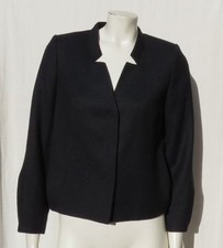 CLASSIQUES ENTIER Navy Blue Black Wool Blend Snap Front Jacket Top size S