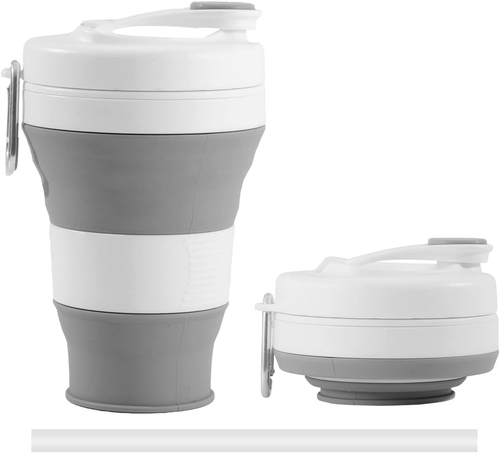600 Ml Collapsible Travel Cup with Lid & Straw, 20.3 Oz Foldable Coffee Mug, Lea - Picture 12 of 12