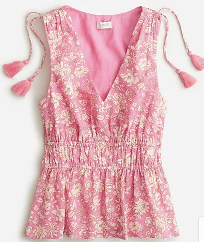 NWT J Crew Womens V Neck Cotton Voile Top Sleeveless Tossed Floral Sz Small S - Bild 1 von 4