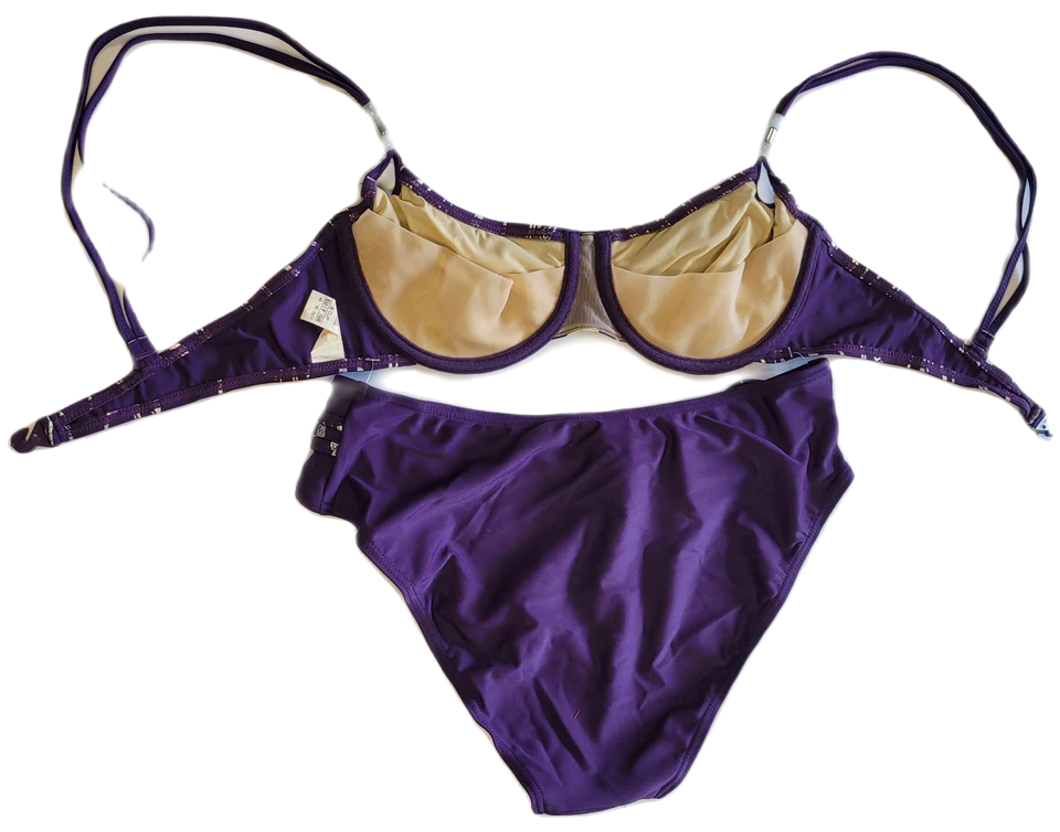 EVA Frauen Bademode Damen Bügel Bikini lila-silber-weiß Cup D Gr. 36 ,42 - Bild 2 von 4