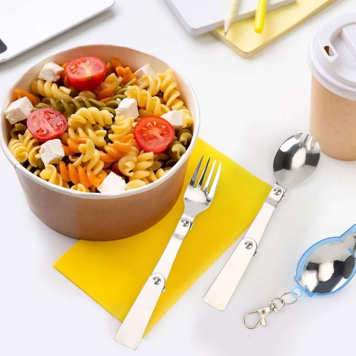 Portable Folding Outdoor Camping Tableware Stainless Steel Knife Fork Spoon Kit - Picture 6 of 16