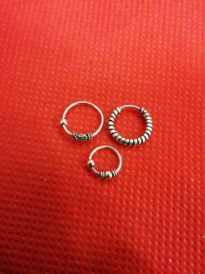 STERLING SILBER 925 SCHÖNES DESIGN VON CREOLEN KLEINE GRÖßEN FÜR VERSCHIEDENE PERCING L1,3,5