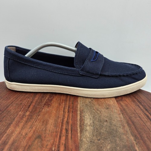 Cole Haan Penny Loafer Schuhe Herren 10M Blau Canvas Slipper Mokassinnaht Turnschuhe