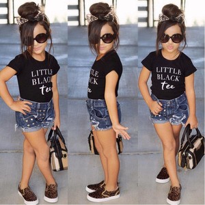 Toddler Kids Baby Girls T-shirt Tops+Jeans Shorts Pants Outfits Clothes 2PCS Set