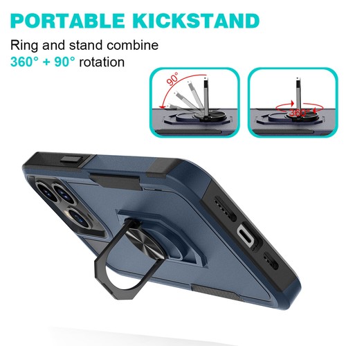 Funda para iPhone 15 Pro Max/15 Pro/15 Plus, cubierta de anillo de soporte + protector de pantalla - Imagen 51 de 56
