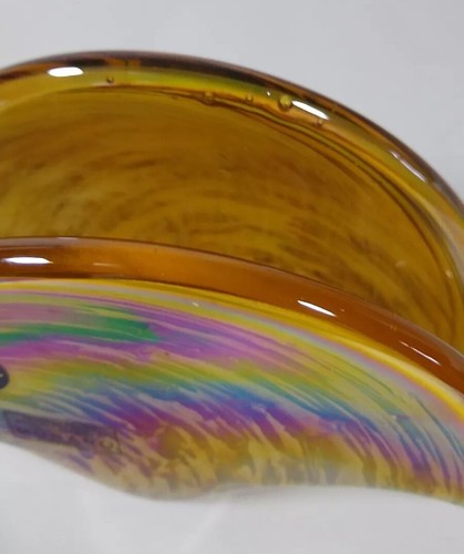 Murano White Crystal Italy Hand Made Art Glass Napkin Holder fan shaped Amber - Picture 9 of 9