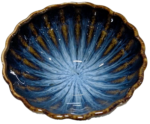 Lot of 2 Blue Jianzhan Tea Cup Teacup Kiln Transformation Tenmoku Glaze Ceramic - Picture 4 of 15