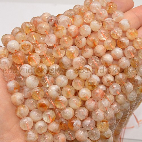 Genuine Natural Yellow Citrine Quartz Round Gems Loose Beads 15'' 6/8/10mm - Picture 9 of 21