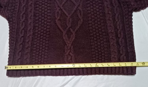 Mudd Cable Knit Long Sleeve Boxy Oversized Bordeaux Dark Red Sweater Women's S - Picture 7 of 14
