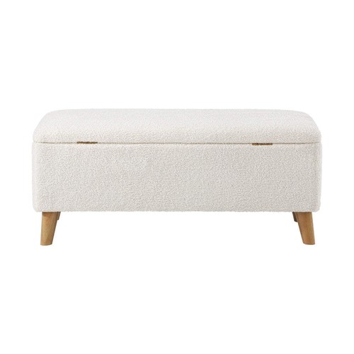 Oikiture Storage Ottoman Sherpa Fabric White - Picture 2 of 7