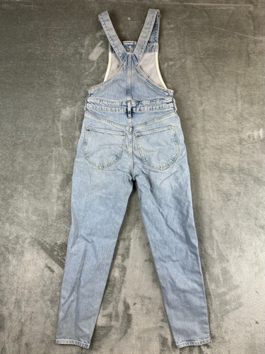 We The Free by Free People Overalls Womens 24 Blue Bib Light Wash Denim Buttons - Picture 2 of 10