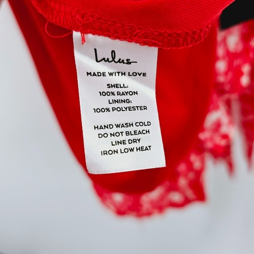 Mini Vestido Lulus Garden Explorer S Rojo Blanco Floral Cuello Profundo Manga Volantes Nuevo - Imagen 10 de 14