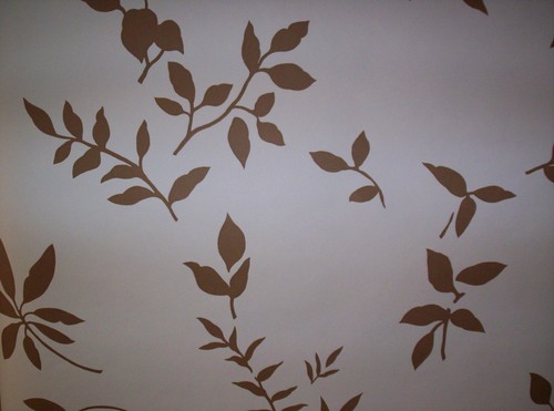 LIGHT BLUE AND BROWN MODERN LEAF PRINT PREPASTED VINYL WALLPAPER # FD62128 - Picture 4 of 5