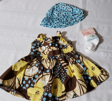 Gymboree Island Beauty 0-3 Month Dress Diaper Cover 3-6 Socks Hat Outfit NWT