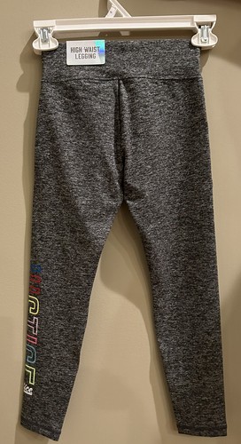 NWT Justice Girl's Leggings Pants Rainbow Logo Pockets Gray Sz 7 8 S M NEW - Picture 3 of 4