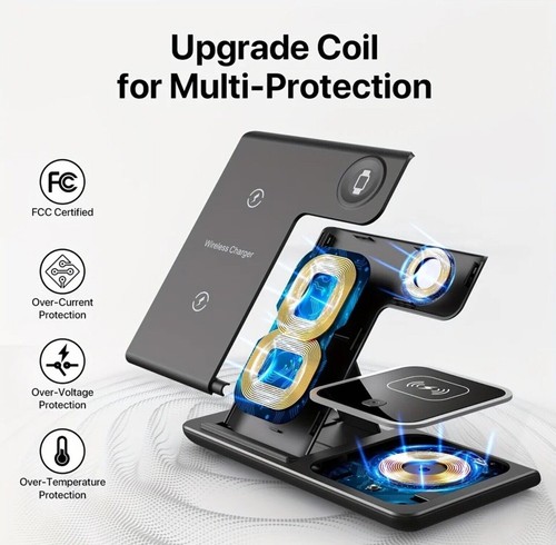 3in1 Wireless Charger Fast Charging Station Dock For Apple Watch Air Pods iPhone - Picture 5 of 7