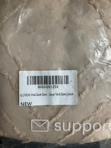 JELLYMONI Twin Khaki Duvet Cover Textured  Geometric Pattern w/ 2 Pillow Cases - Picture 2 of 5