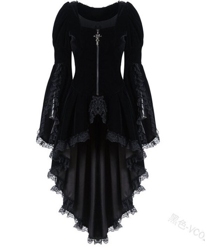 Plus Size Ladies Halloween Tailcoat Jacket Gothic Steampunk Victorian Costume UK - Picture 4 of 7
