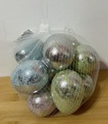 Vintage Style Spring Easter Silver Pastel Foil Eggs Bowl Filler Decor 12pc NEW