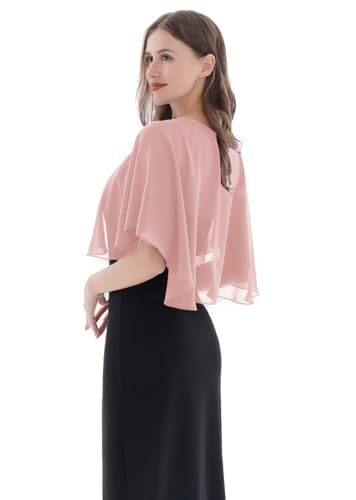 Capelets for women Chiffon Cape Soft Shawls and Wraps Wedding Capes 1920s Blush - Bild 4 von 6