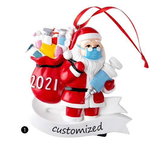 2021 Christmas Ornament Santa Claus Ornament Creative Gift Vaccinated Survivor - Picture 2 of 7