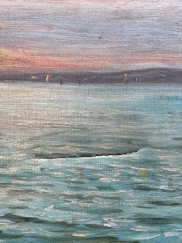 Impressionist Abendstimmung Segelboot vor der Küste Schloß Kronborg Öresund Meer - Afbeelding 9 van 14