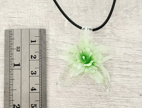 Starfish necklace, Green and clear Glass Star Fish Pendant, Mermaid Jewellery - Picture 4 of 12