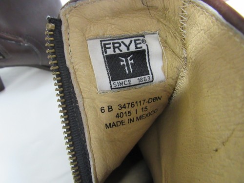 Botines Frye Marrón Cuero Malorie Anudado Cremallera Lateral Tacón Corto Talla 6 B Usados en Excelente Condición - Imagen 8 de 10