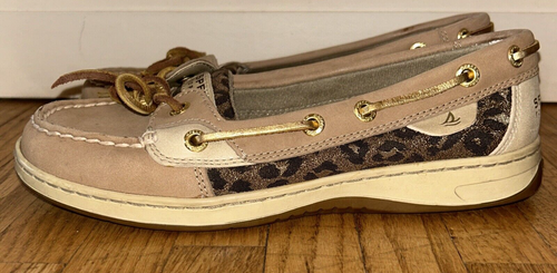 Sperry Shoes Women's 7 M Angelfish Leopard Boat Slip On STS90438 Beige Leather - Picture 3 of 12