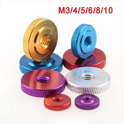 Thin Type Aluminium Alloy Knurled Thumb Nuts Hand Grip Knobs Nut M3M4M5M6M8M10 - Picture 6 of 6