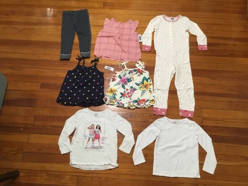 Lot of 7 Girls Sz 4-6T: 2pcs Shirt, 3pcs Tops, 1pcs Pajama, 1pcs Pants - Picture 1 of 8