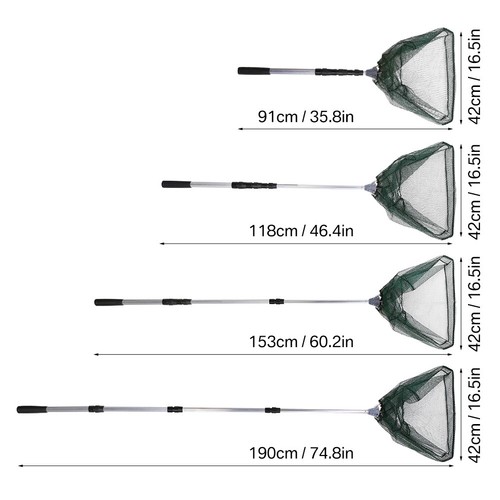 Telescopic Folding Aluminum Handle Fishing Landing Net 3 Section Extending Pole - Picture 24 of 32