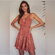 NWT Lulus Days of Beauty Rose Pink Burnout Floral Skater Dress / SZ M