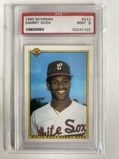 Sammy Sosa 1990 Bowman 312 PSA 9 DOB Error and Ink Error