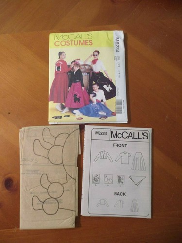 McCalls M6234 50's Poodle Skirt Top Jacket Applique Patterns Scarf CH (7-8-10) - Picture 3 of 3