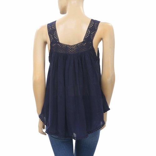 Des Petits Hauts Idalia Indigo Outlet Lace Cotton Tank Blouse Top XS New 140700 - Picture 5 of 8