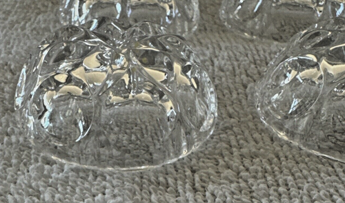 Open Salt West Germany Round Circles Leaves Salt Dip 1980s Faceted Glass - Picture 11 of 17